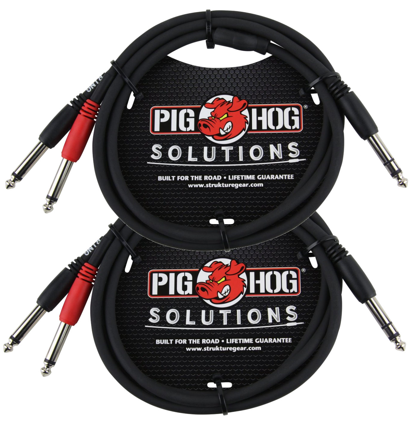 2 Pack Pig Hog 3ft Insert Cable1/4" TRS Stereo Male to Dual 1/4" Mono Male PYIC03