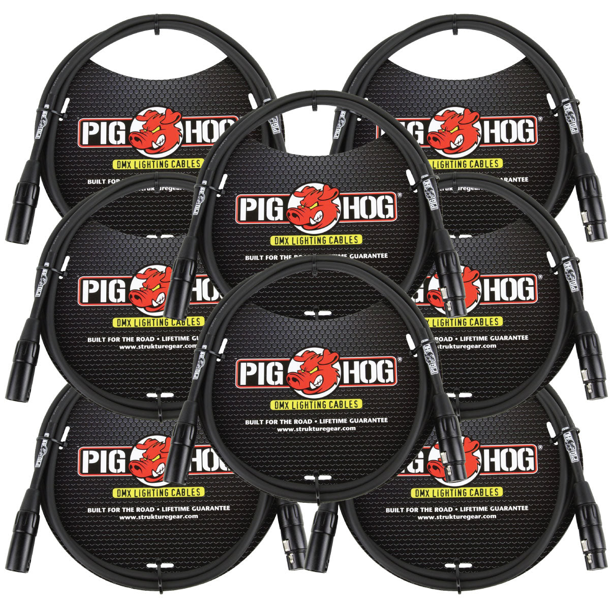 Lifetime Warranty! 8 PACK Pig Hog PHDMX5 5ft DMX Lighting Cable 3 Pin - NEW