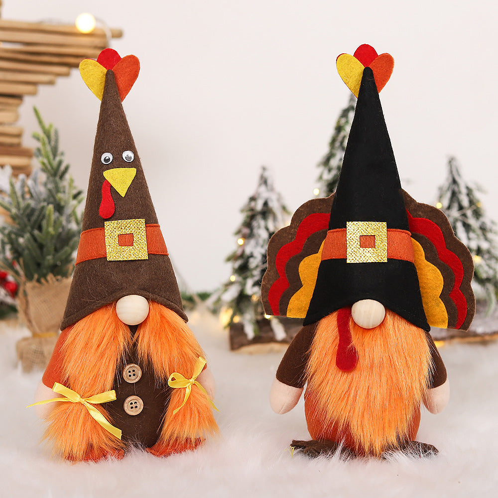 Thanksgiving Turkey Doll Ornaments Faceless Doll Scene Atmosphere Decoration Supplies