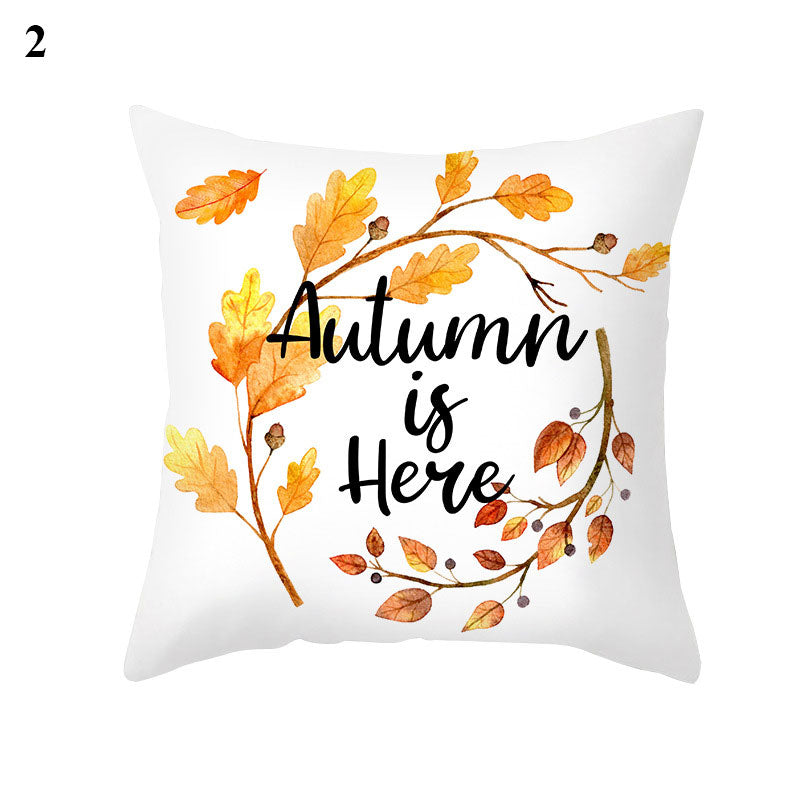 Maple Pumpkin Print Thanksgiving Peach Skin Pillowcase