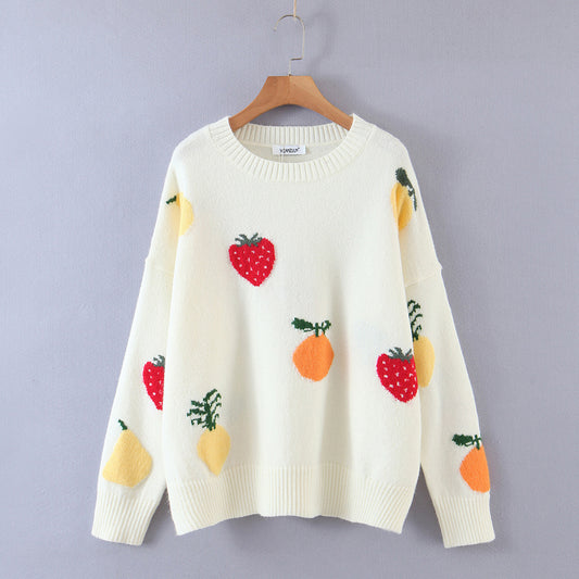 Women's Fashion Strawberry Fruit Knit Sweater