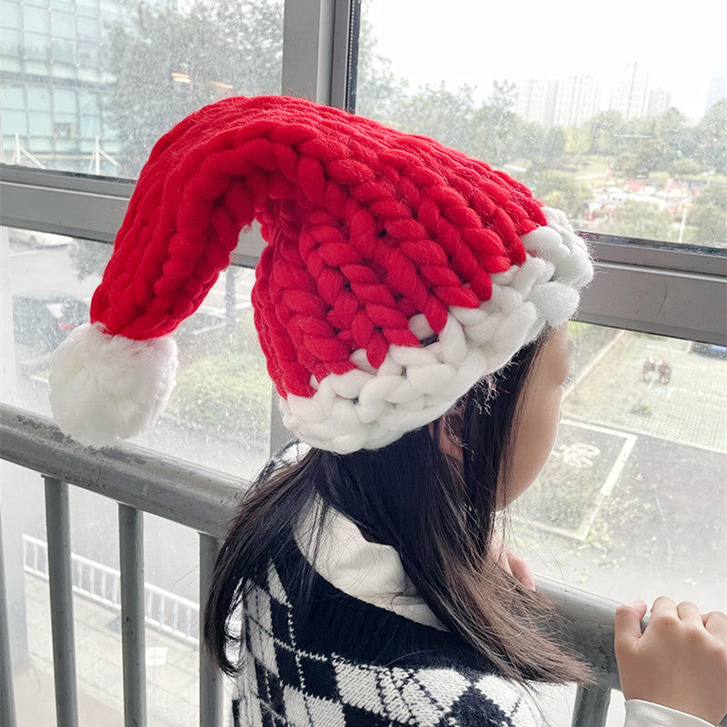 Christmas Wool Hat Warm Winter Loose Creative Hand-knitted Santa Parent-child Hat Happy New Year