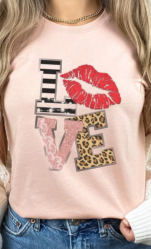 LOVE Multi Pattern Valentine PLUS SIZE Graphic Tee