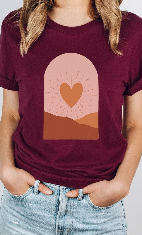 Boho Heart Sunrise Valentine Graphic Tee