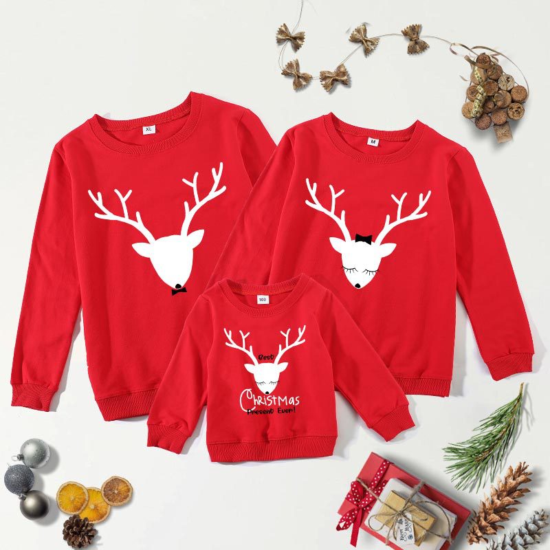 Christmas Theme Parent-child Autumn Red Sweater