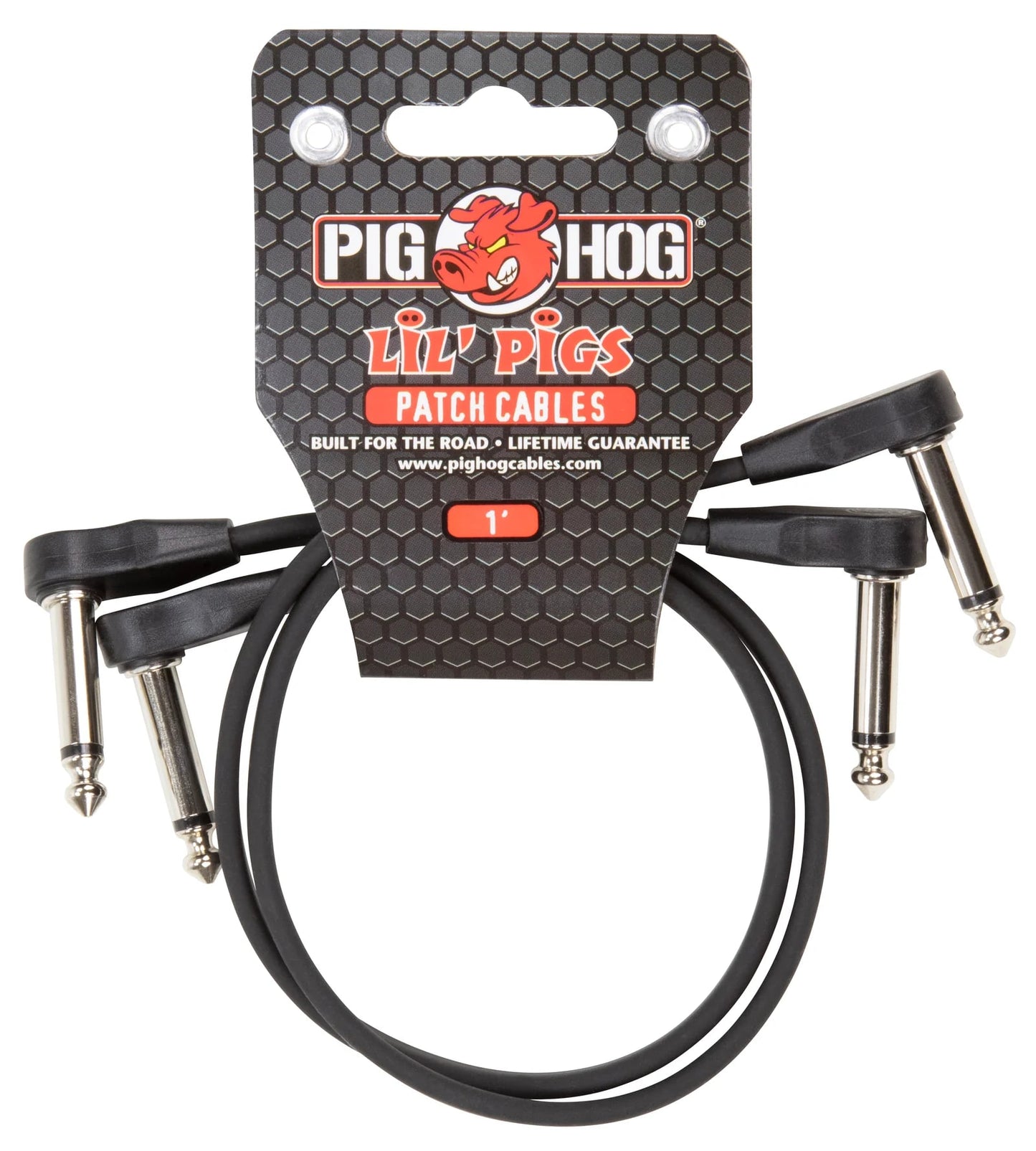 Pig Hog PHLSK1BK Lil Pigs 1ft Low Profile Patch Cables - 2 pack - New