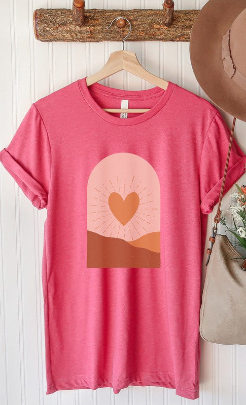 Boho Heart Sunrise Valentine Graphic Tee