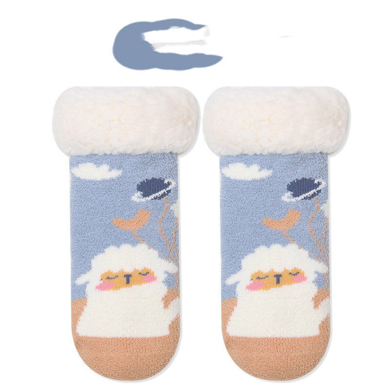 Christmas Thick Coral Fleece Children's Floor Socks