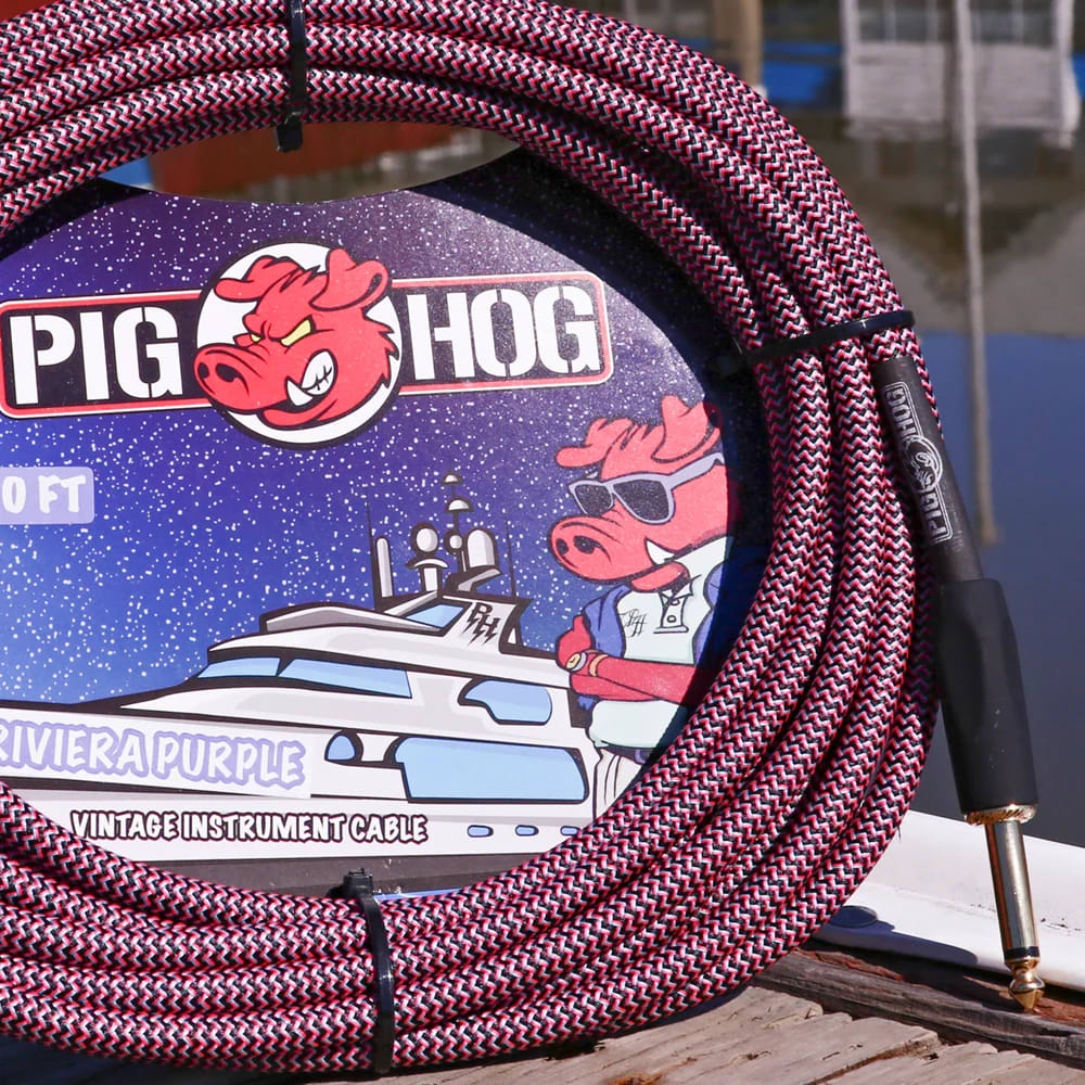 Pig Hog PCH20RPPR 20-Foot Riviera Purple Instrument Vintage Cable 1/4"-1/4" Right Angle Connectors -NEW