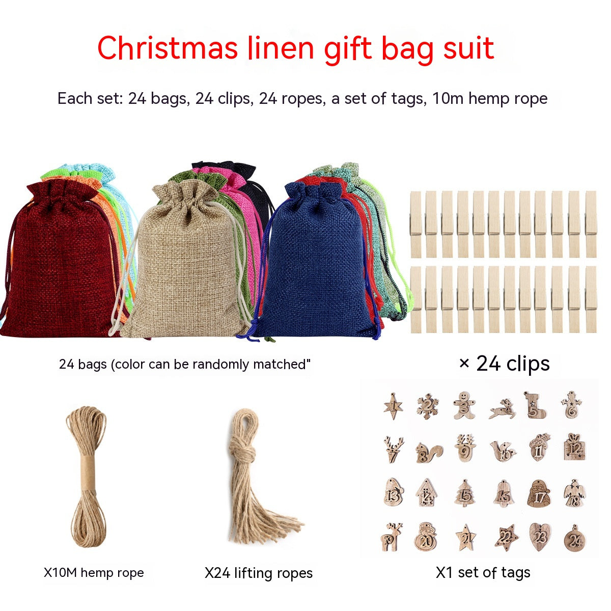 Linen Drawstring Christmas Gift Bag