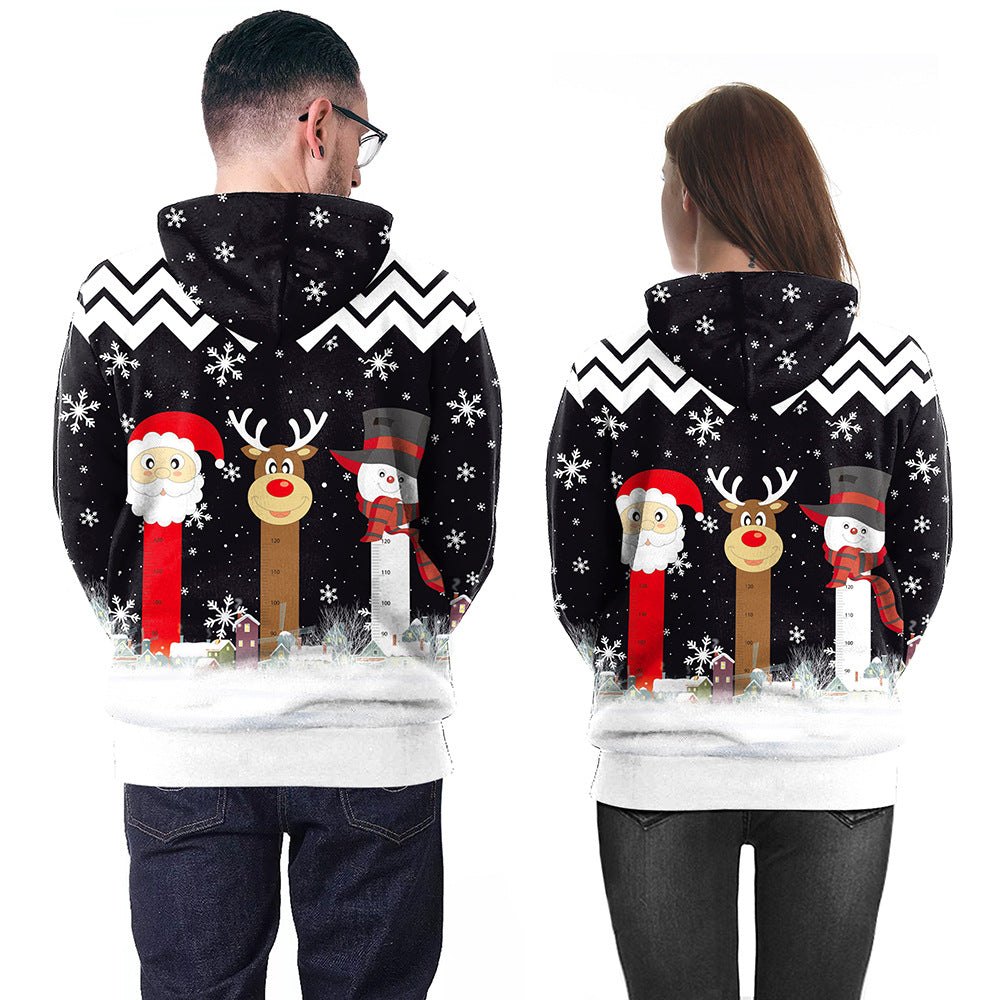 Men's And Women's Fashion Simple Printed Christmas Hooded Sweater