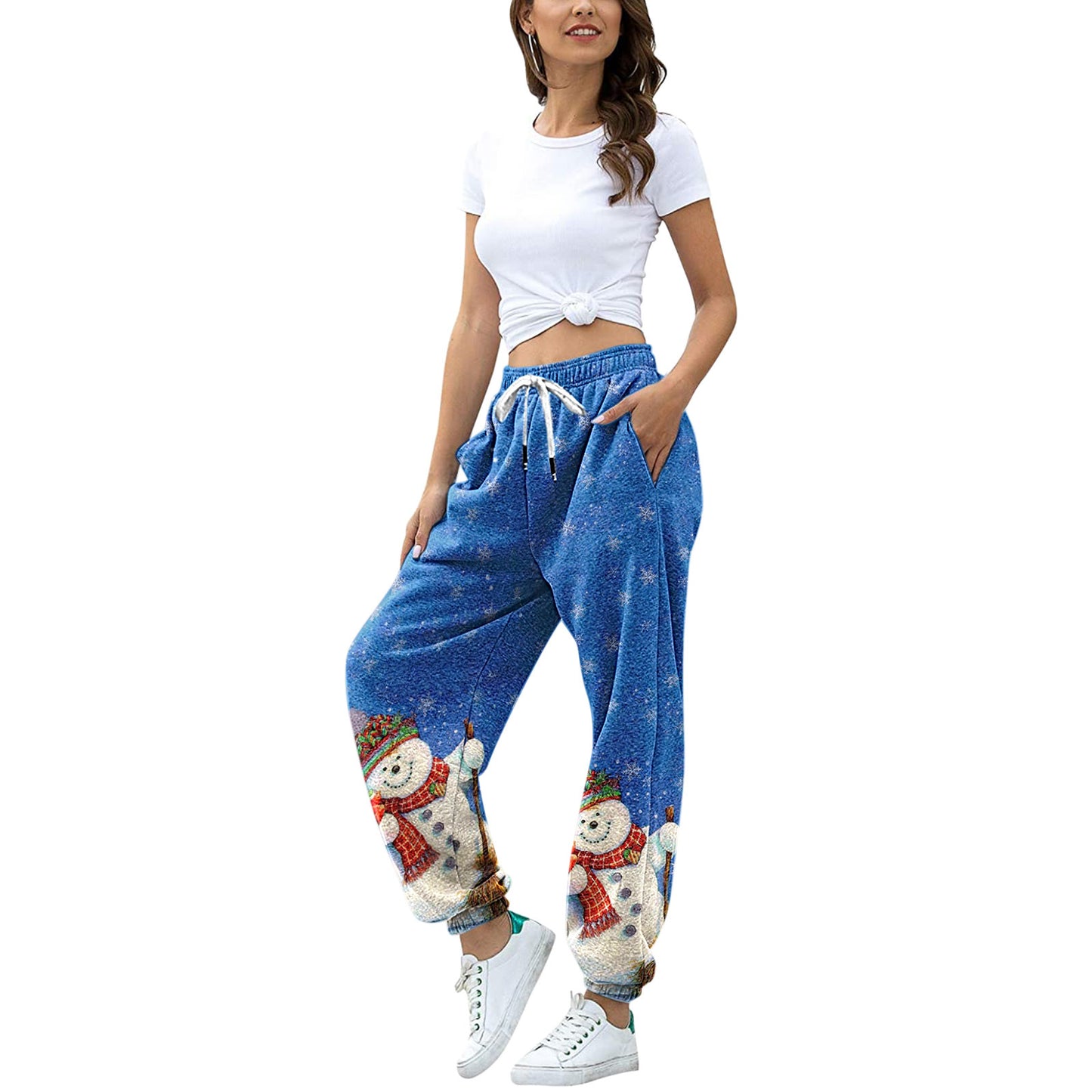 Christmas fleece plaid print pleated volley sweater pants