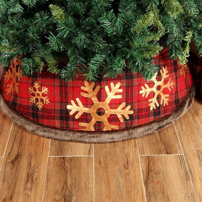 Christmas Tree Skirt Snowflake Plaid Non-woven Decoration