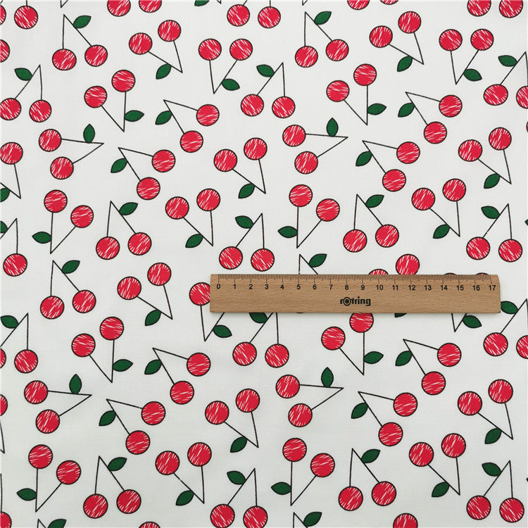 Strawberry Cherry Cotton Twill Fabric