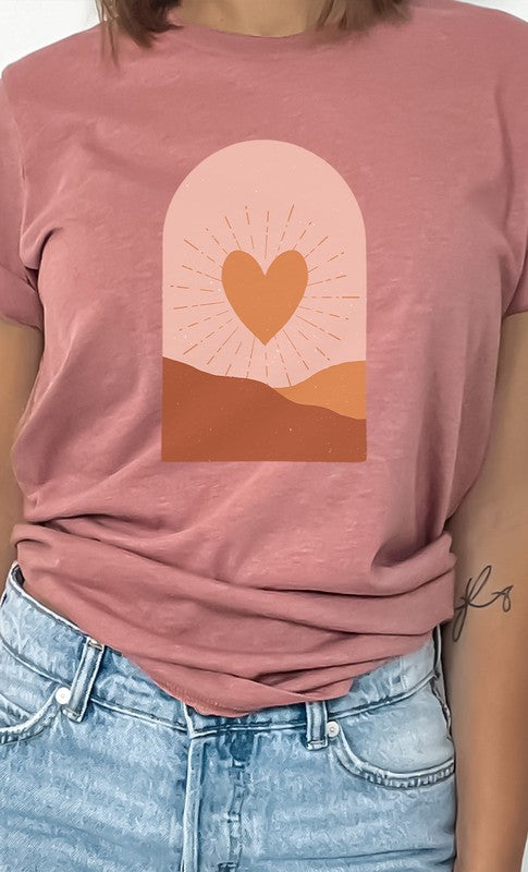 Boho Heart Sunrise Valentine Graphic Tee