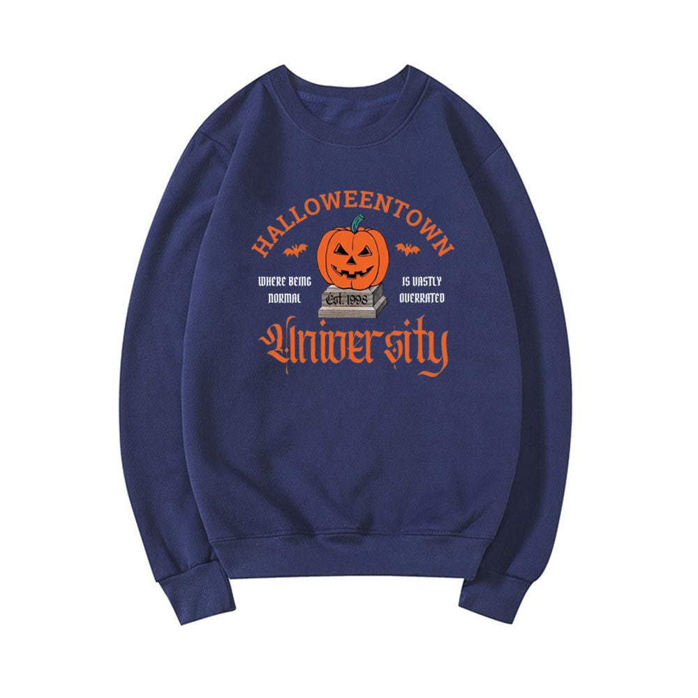 Women's Halloween Print Pumpkin Crew Neck Sweatshirt