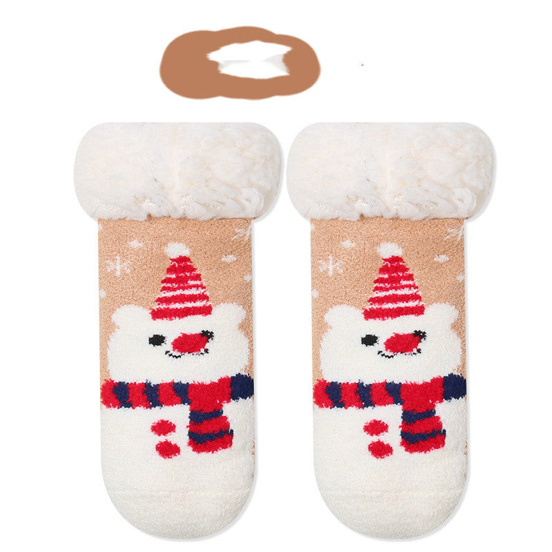 Christmas Thick Coral Fleece Children's Floor Socks