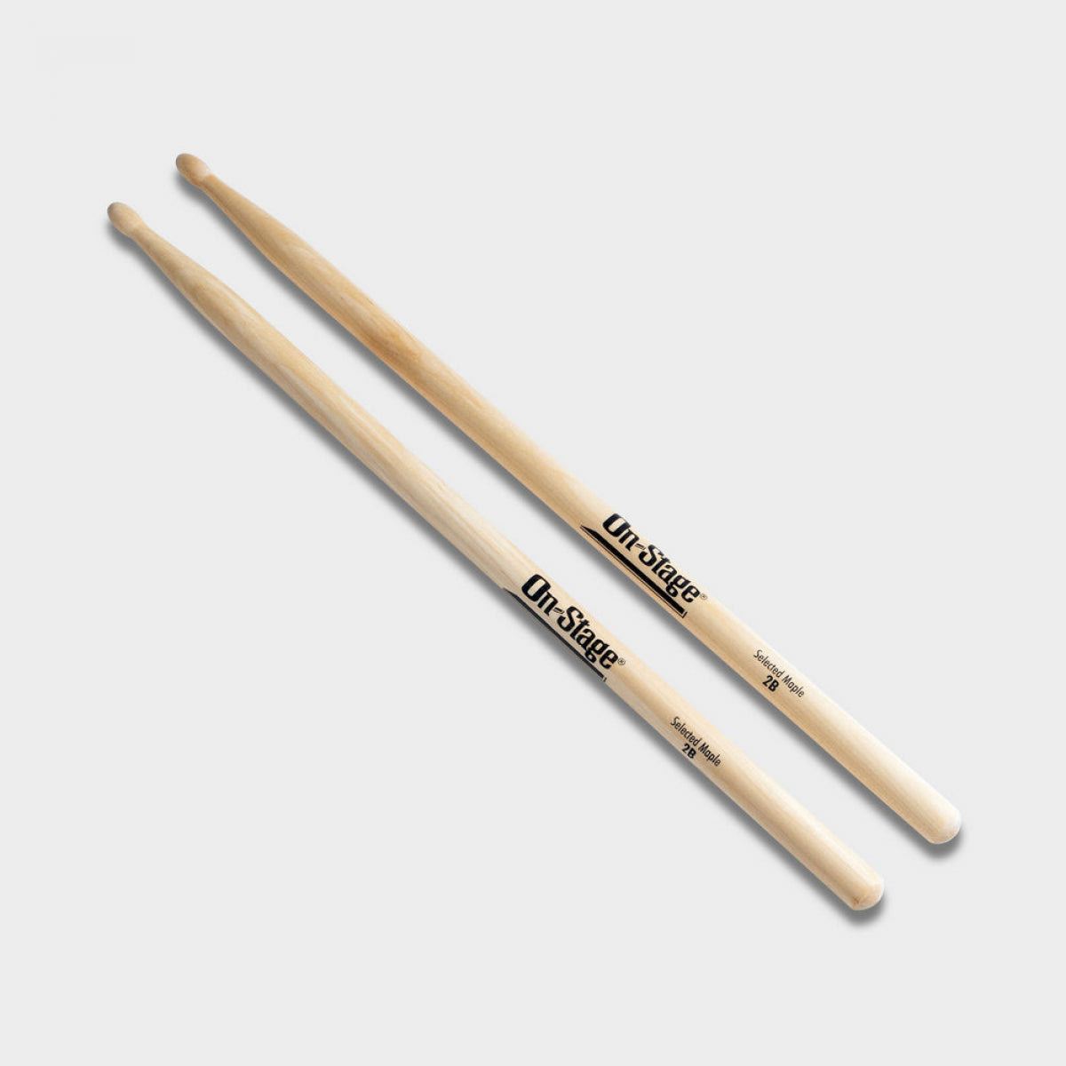 On-Stage Maple 2B Wood Tip Drumsticks, 12 Pairs -New