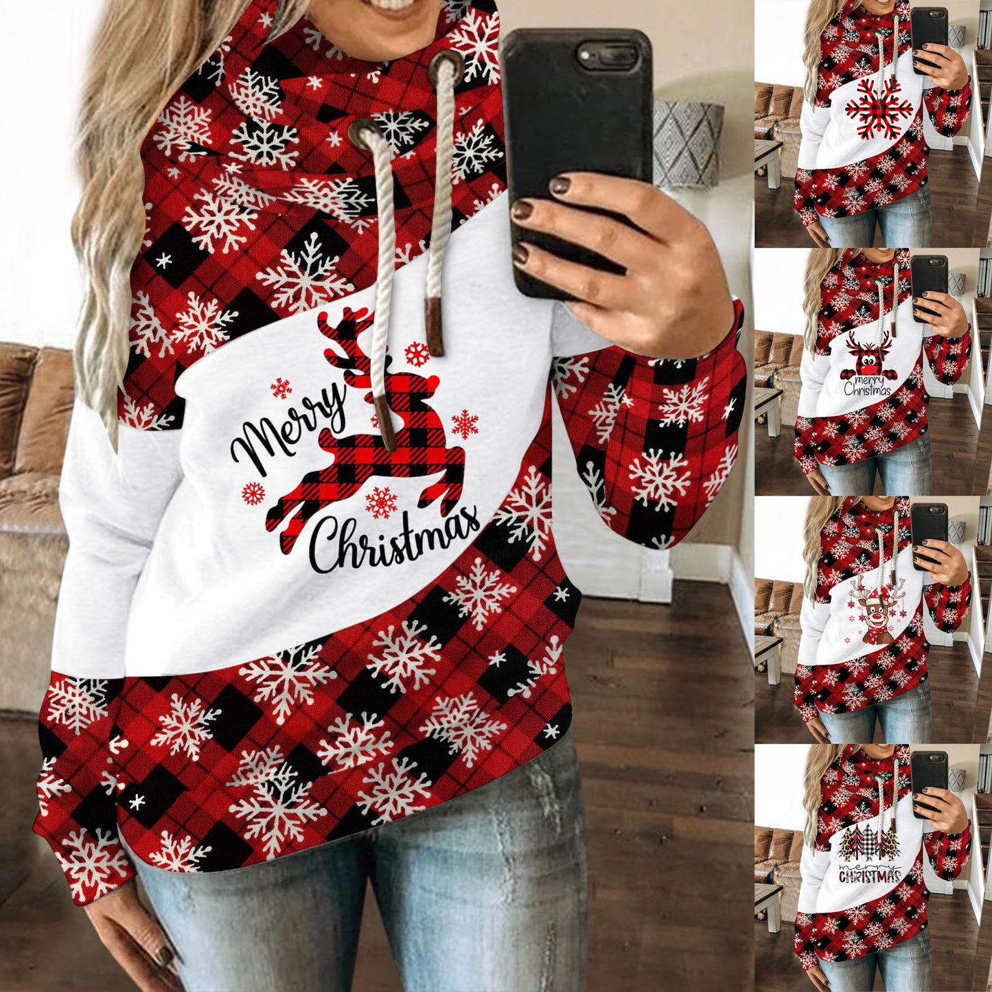 Fashion Printed Round Neck Christmas Sweater