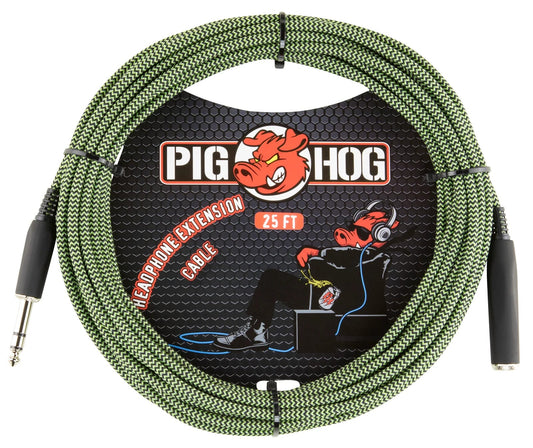 Pig Hog PHX14-25JGR Solutions - 25ft Headphone Extension Cable, 1/4" TRS -NEW