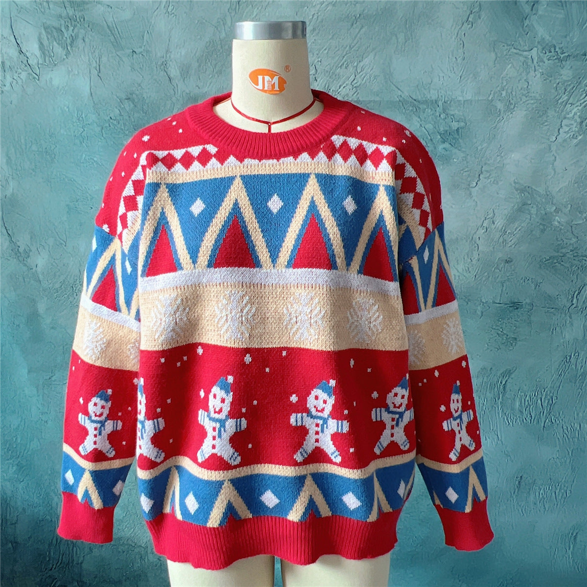 Casual Christmas Sweater New Year Themed Round Neck Long Sleeve