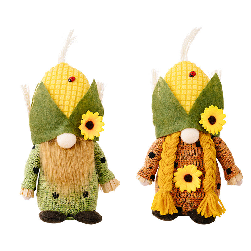 Thanksgiving Decorations Creative Harvest Season Corn Head Rudolf Doll Sunflower