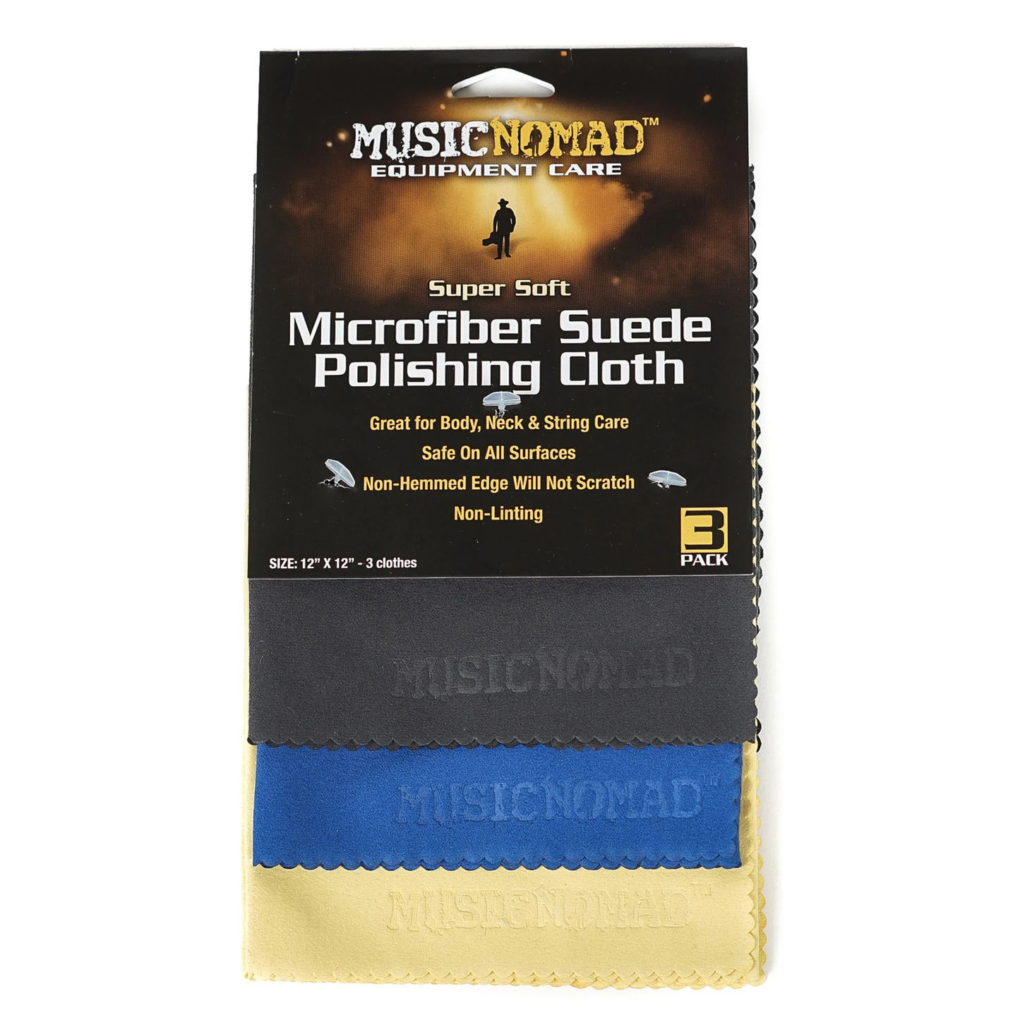 3 Pack Music Nomad MN203 Super Soft Microfiber Suede Polishing Cloth - New