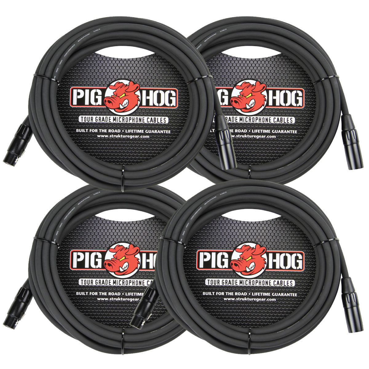 4 Pack Pig Hog PHM30 XLR High Performance 8mm Microphone 30 Foot Ft Mic Cable Lifetime Warranty!