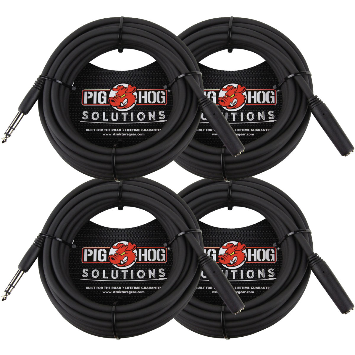 4 PACK Pig Hog PHX14-25 Solutions - 25ft Headphone Extension Cable, 1/4" - NEW