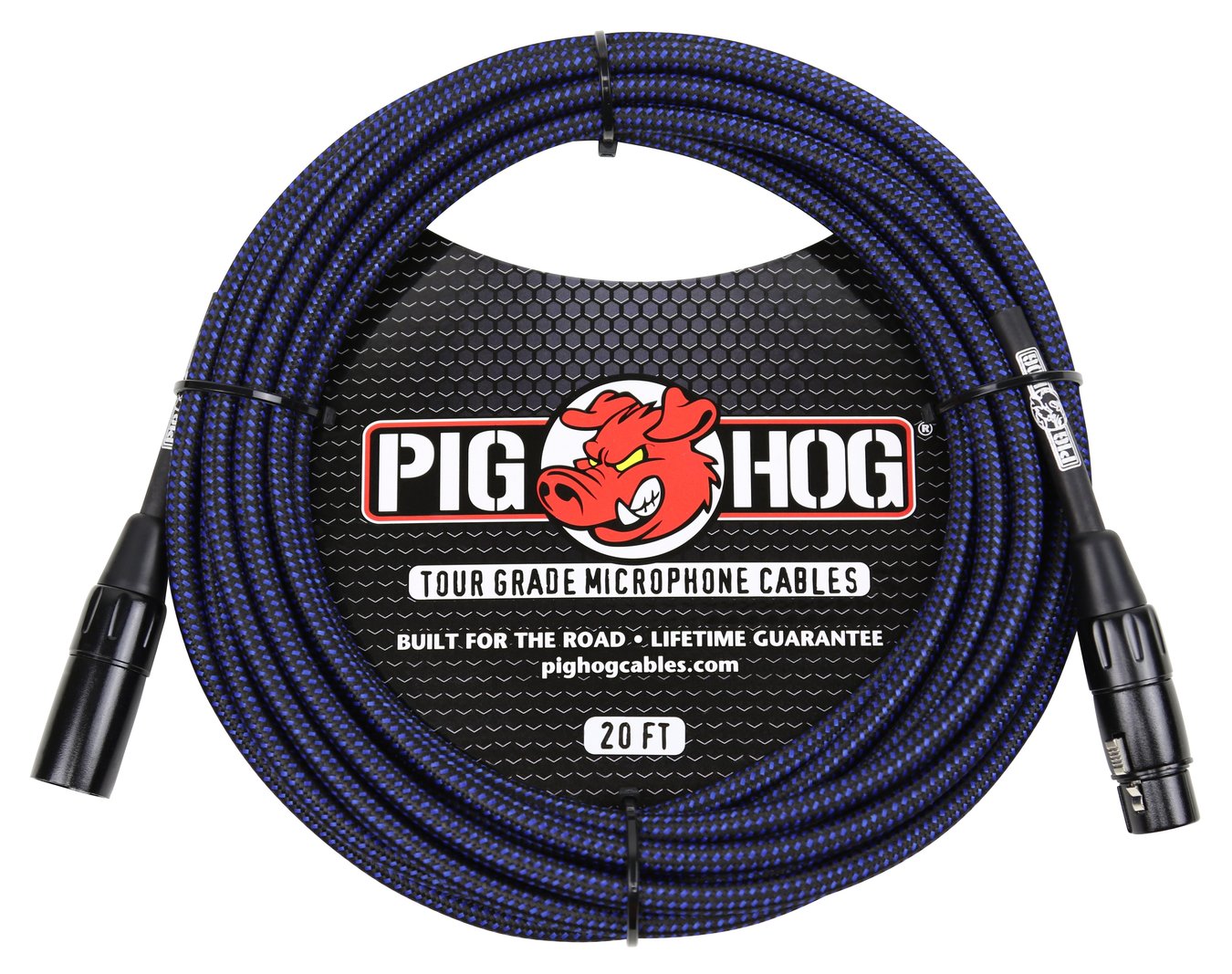 10 Pack Pig Hog Black & Blue High Performance Woven XLR Microphone 20ft Cable PHM20BBL