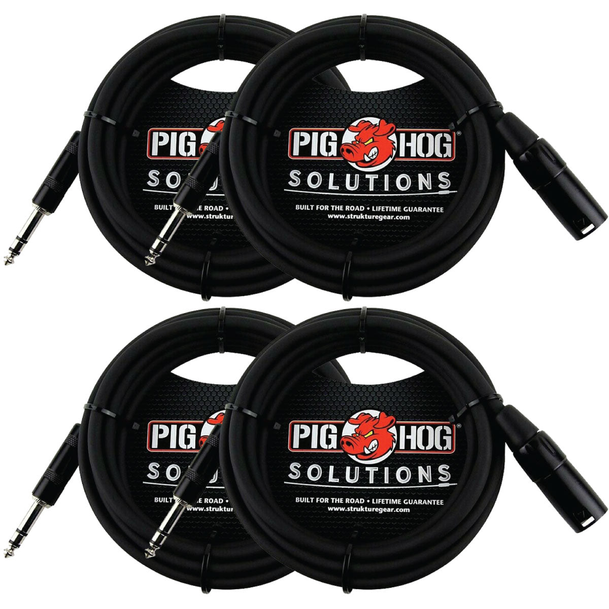 NEW 4 Pack - Pig Hog PX-TMXM50 Solutions 50Ft TRS(M)-XLR(M) Balanced Cable Lifetime Warranty