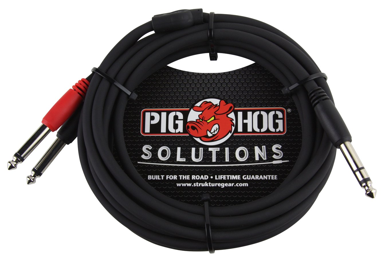 New - 2 Pack Pig Hog Solutions 10ft TRS(M) Dual Mono TS Male 1/4" Insert Cable PYIC10