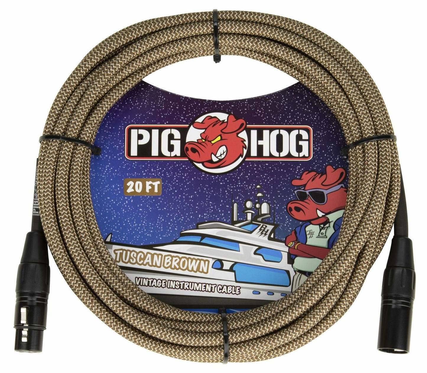 New - PIG HOG PHM20TBR "TUSCAN BROWN" WOVEN MIC CABLE, 20FT XLR