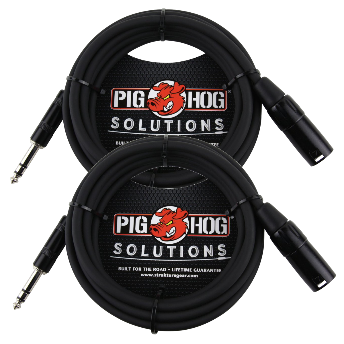 New - 2 Pack Pig Hog Solutions 25ft TRS(M)-XLR(M) Balanced Cable PX-TMXM25