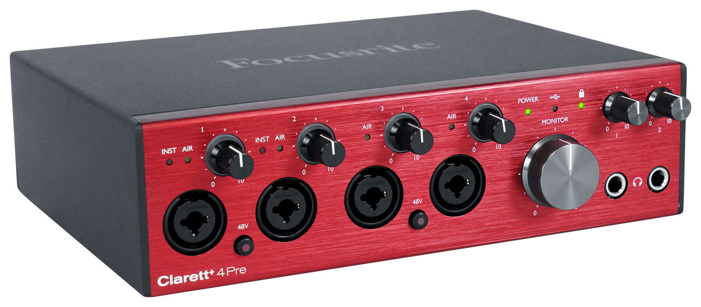 Focusrite Clarett+ 4Pre USB-C Audio Recording Interface, 4 Mic Preamps/JFET/ADAT - New