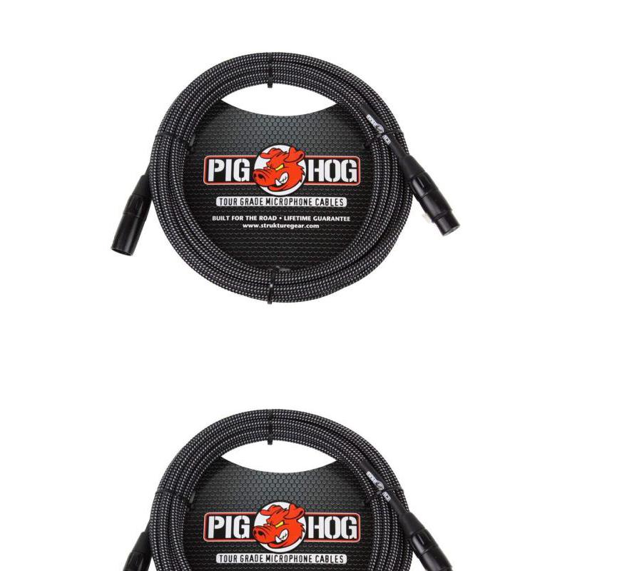 New - Pig Hog PHM30BKW BLACK & WHITE WOVEN MIC CABLE, 30FT XLR