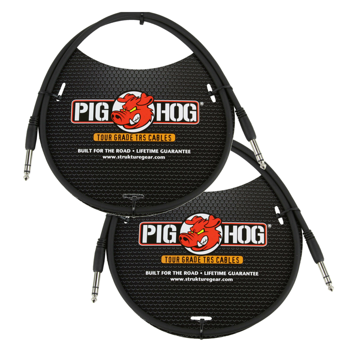 New - 2 pack Pig Hog 8mm 3 Foot FT 1/4" TRS Balanced Stereo to 1/4" TRS Cable Plug PTRS03