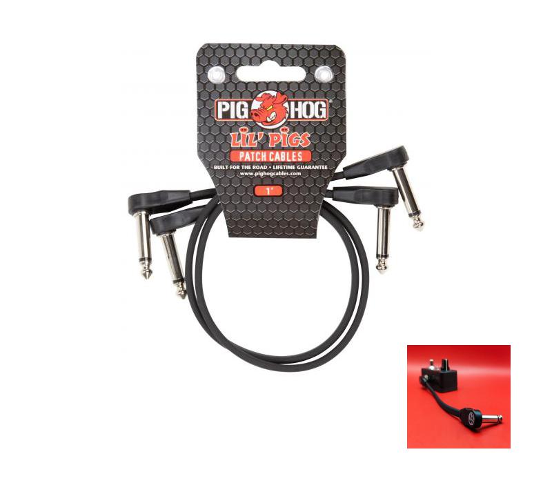 Pig Hog PHLSK1BK Lil Pigs 1ft Low Profile Patch Cables - 2 pack - New