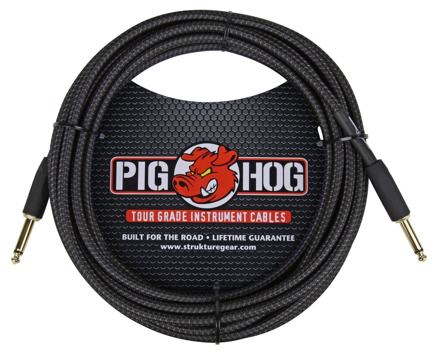 4 Pack Pig Hog PCH20BK Woven Black Vintage Series Instrument Cable, 20 Ft - New