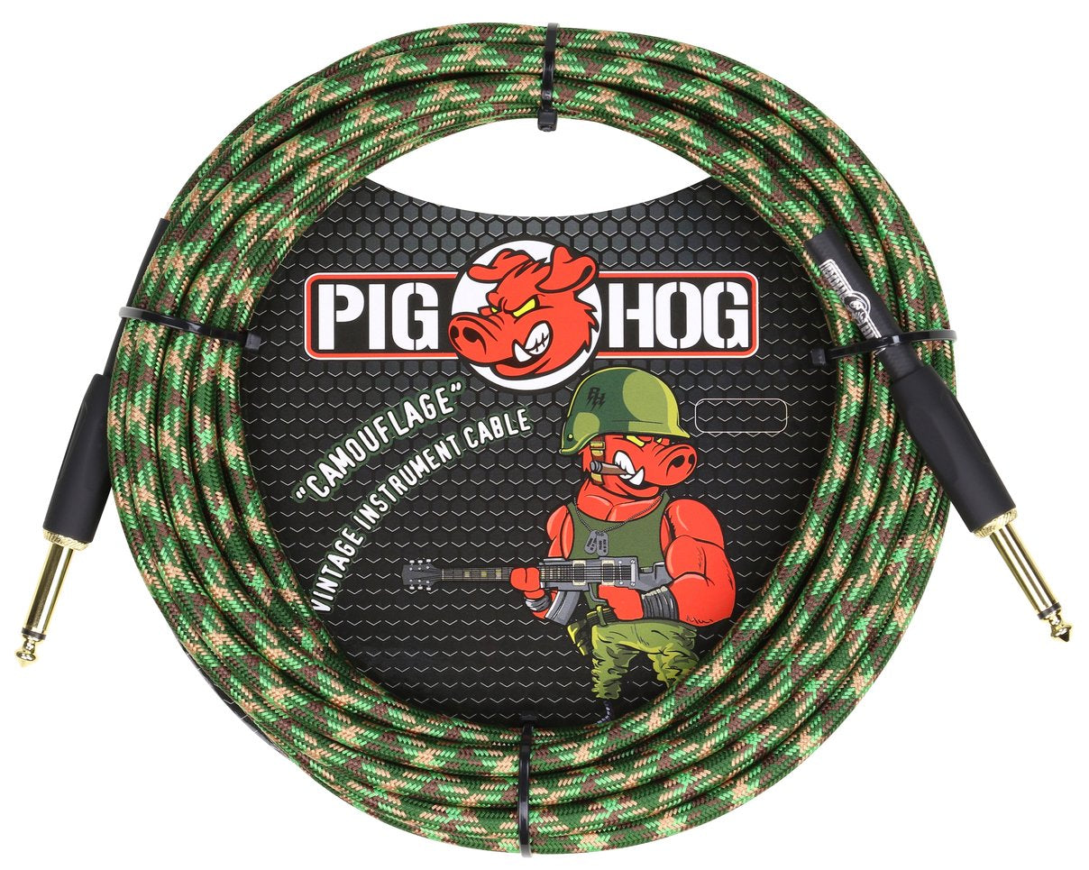 2 PACK Pig Hog "Camouflage" Instrument Cable, 20 Foot FT PCH20CF Lifetime Warranty!