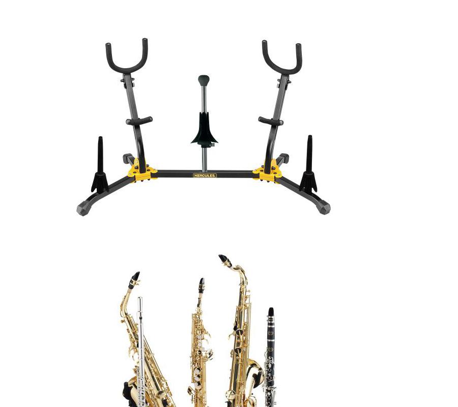 Hercules Stands DS538B Instrument Stand for Alto, Tenor, and Soprano Saxophones, and Flute/Clarinet -NEW