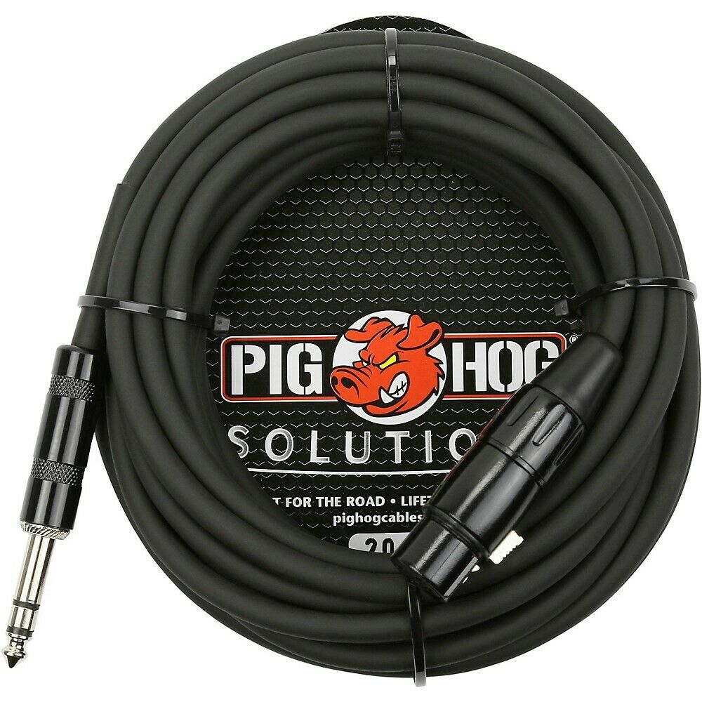 Lifetime Warranty! Pig Hog PX-TMXF20 Solutions 20Ft TRS(M)-XLR(F) Balanced Cable