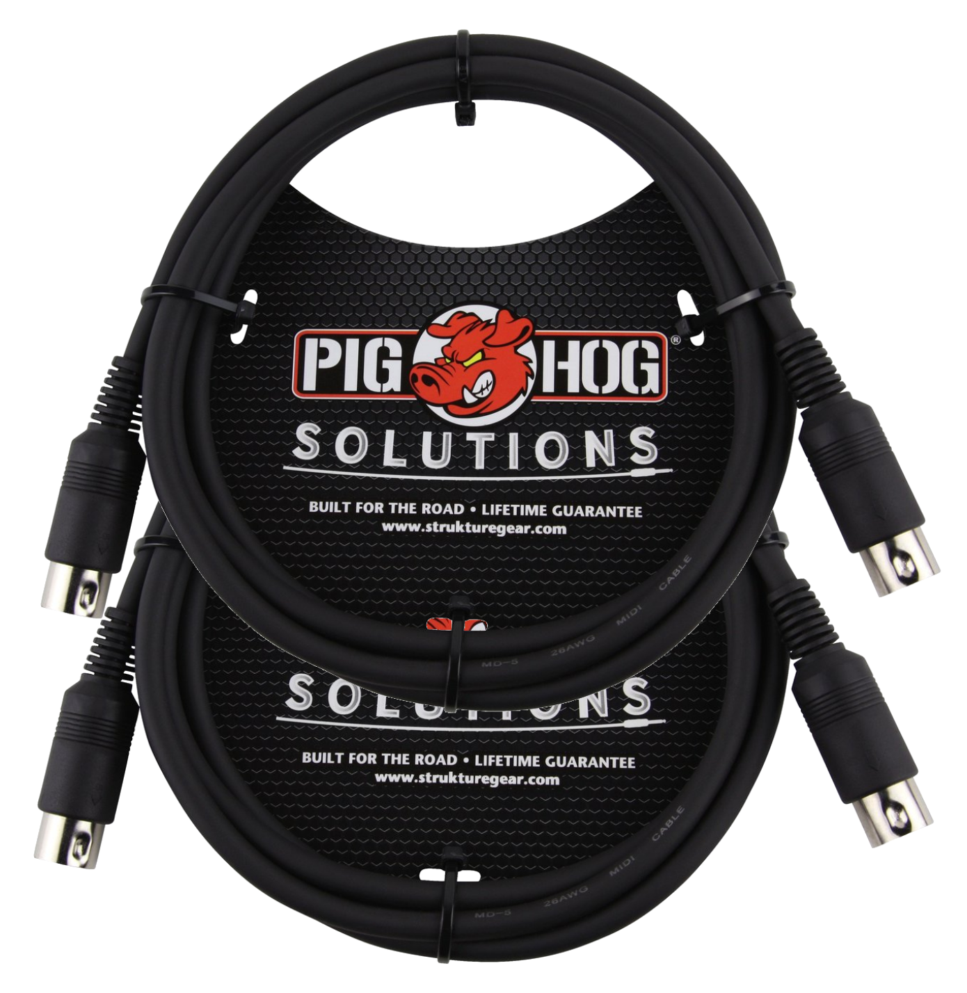 2 Pack Pig Hog 6ft Solutions MIDI Cable Black Instrument Interface male to male PMID06 - NEW 