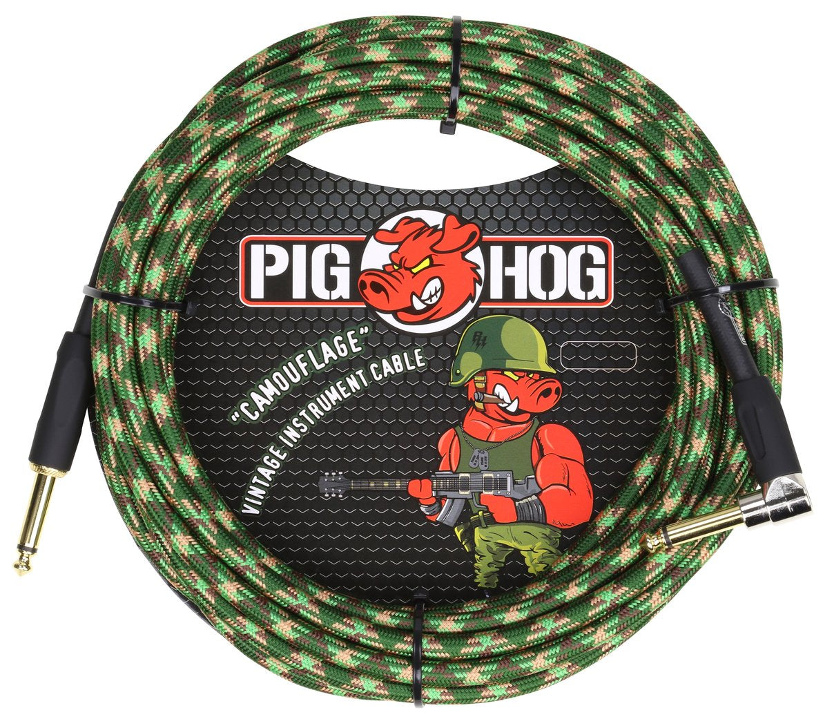 2 PACK Pig Hog Camouflage Instrument Cable 20ft Foot Right Angle PCH20CFR  Lifetime Warranty!