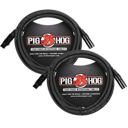 2 Pack PIG Hog PHM15 8mm microphone cable, XLR 15FT - New