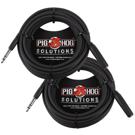 2 PACK Pig Hog PHX14-25 Solutions - 25ft Headphone Extension Cable, 1/4" - NEW