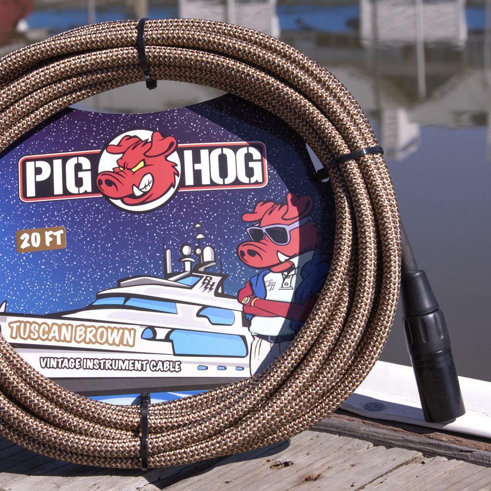 New - PIG HOG PHM20TBR "TUSCAN BROWN" WOVEN MIC CABLE, 20FT XLR