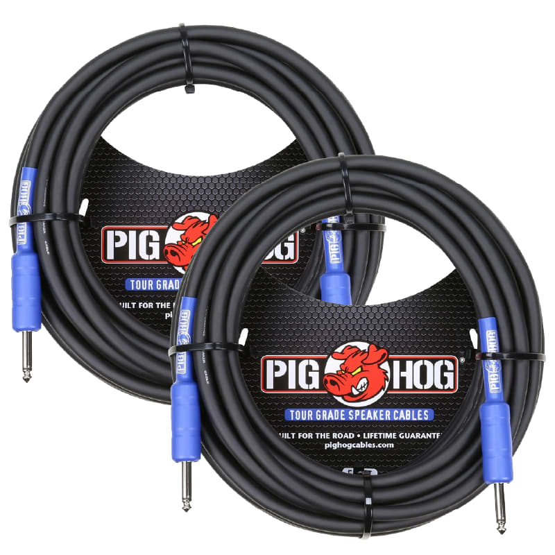 2 Pack Pig Hog PHSC50 50ft Tour Grade Speaker Cable 14 Gauge 1/4" to 1/4"