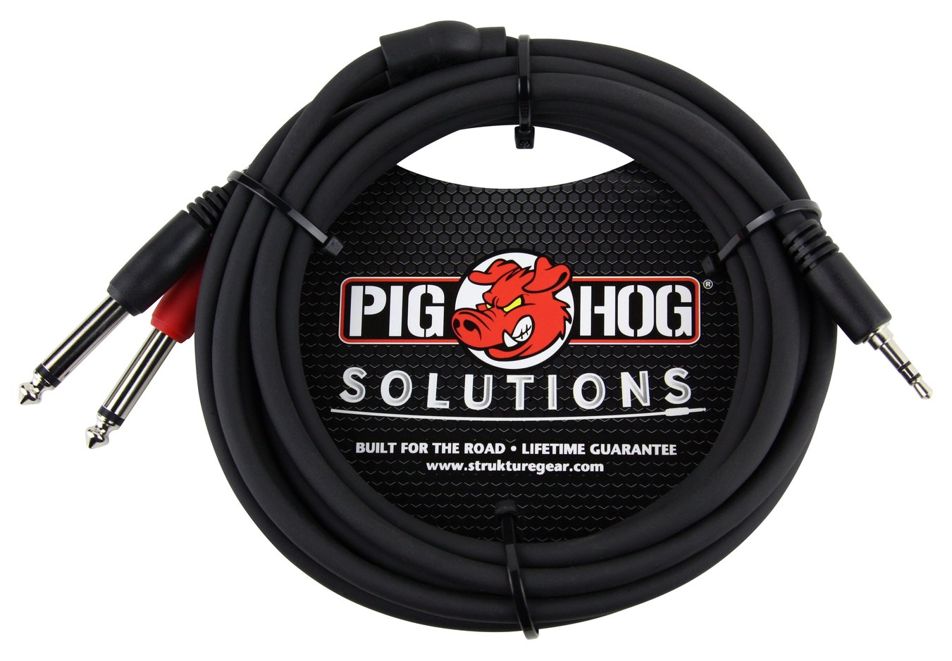 2 Pack Pig Hog 10ft Male Stereo Breakout Cable, 3.5mm to Dual 1/4" Mini 1/8 PB-S3410