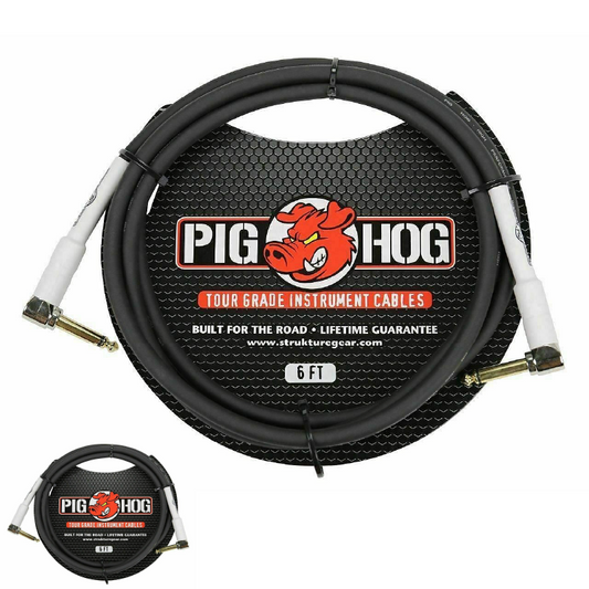 New - Pig Hog PH6RR 1/4" Right-Angle 8mm Guitar Instrument Cable 6 foot ft